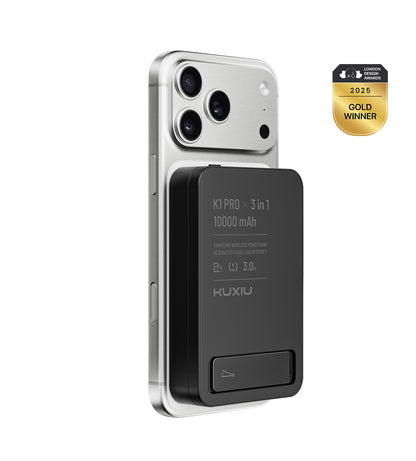KUXIU K1 15W Fast Charging 3-in-1 MagSafe Wireless Power Bank - Black