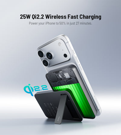 KUXIU K1 Ultra 10000mAh 25W Pengecasan Pantas 3-dalam-1 MagSafe Tanpa Wayar Bank Kuasa - Hitam