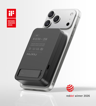 KUXIU K1 Ultra 10000mAh 25W 快速充電 3合1 MagSafe 無線行動電源 - 黑色