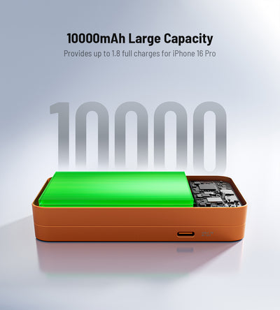 KUXIU K1 Ultra 10000mAh 25W Fast Charging 3-in-1 MagSafe Wireless Power Bank - Cosmic Orange