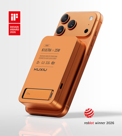 KUXIU K1 Ultra 10000mAh 25W 快速充電 3合1 MagSafe 無線行動電源 - 宇宙橙