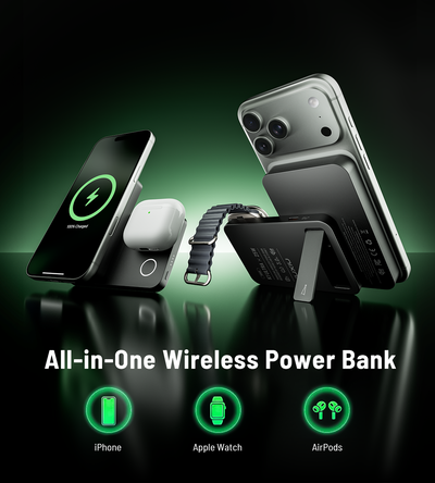 KUXIU K1 Ultra Qi2.2 25W Fast Charging 3-in-1 MagSafe Wireless Power Bank - Black