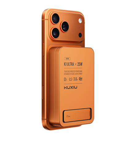 KUXIU K1 Ultra Qi2.2 25W Fast Charging 3-in-1 MagSafe Wireless Power Bank - Cosmic Orange