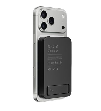 KUXIU K2 Qi2 15W Fast Charging 3-in-1 MagSafe Power Bank - Black