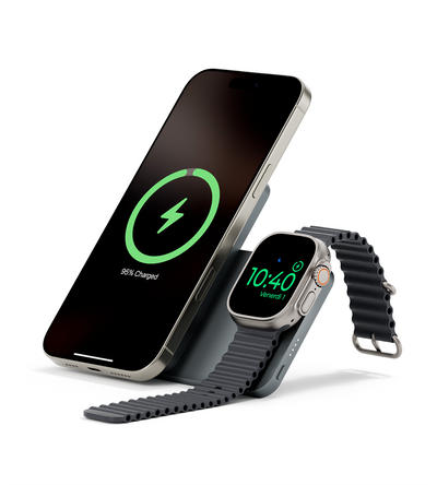 KUXIU K2 Qi2 15W急速充電対応 3-in-1 MagSafeモバイルバッテリー - グレー