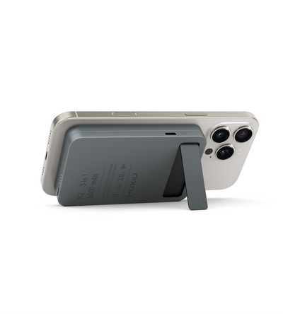 KUXIU K2 Qi2 15W急速充電対応 3-in-1 MagSafeモバイルバッテリー - グレー