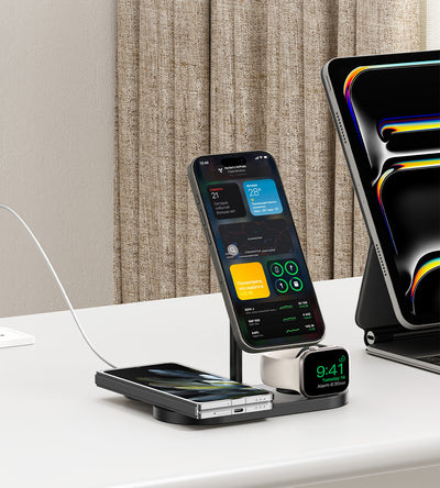 KUXIU X23 Pro 3-in-1 MagSafe Schnellladeständer mit Dual-Core-Technologie - Kohlefaser
