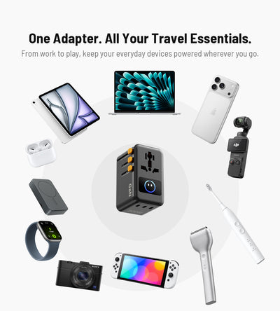 KUXIU 100W Universal Travel Adapter with Smart Display
