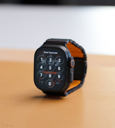 KUXIU Titanium Alloy Watch Band with Magnetic Clasp – Black & Orange
