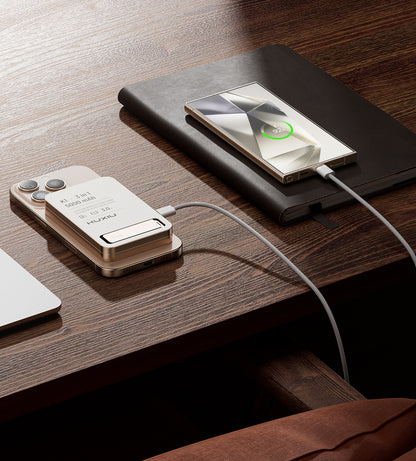 KUXIU K1 15W Fast Charging 3-in-1 MagSafe Wireless Power Bank - 5000mAh - Desert Titanium