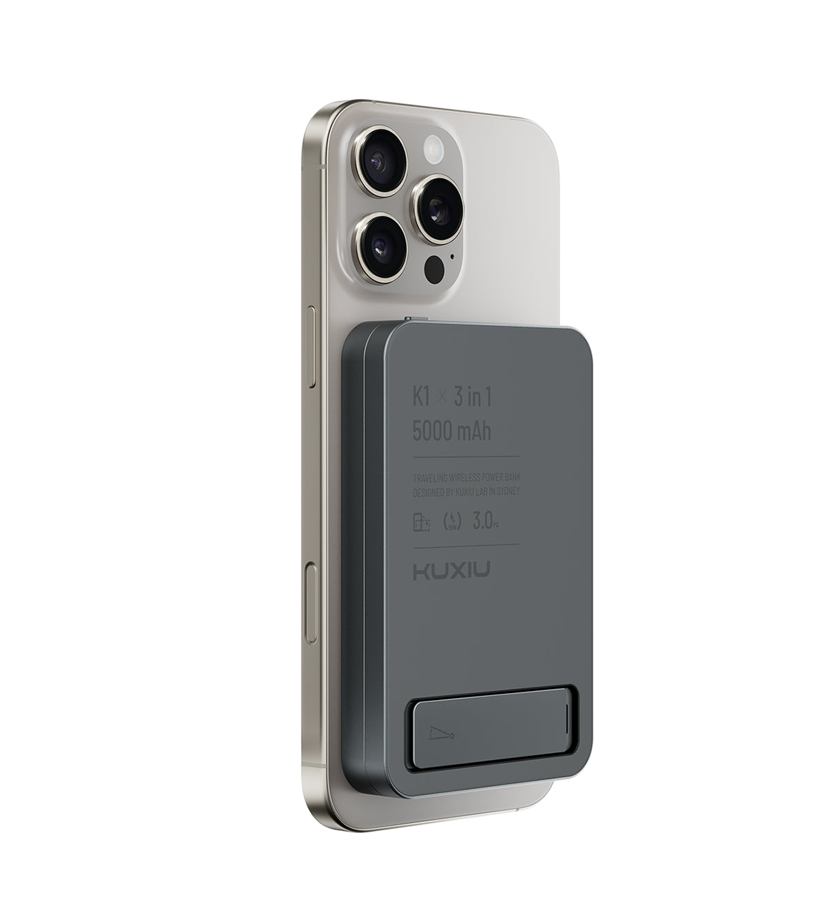 KUXIU K1 15W Fast Charging 3-in-1 MagSafe Power Bank - Gray