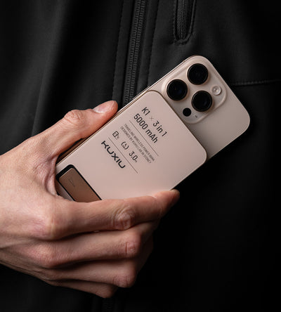 KUXIU K1 Power Bank MagSafe 3 in 1 a Ricarica Rapida da 15W - 5000mAh - Titanio desertico