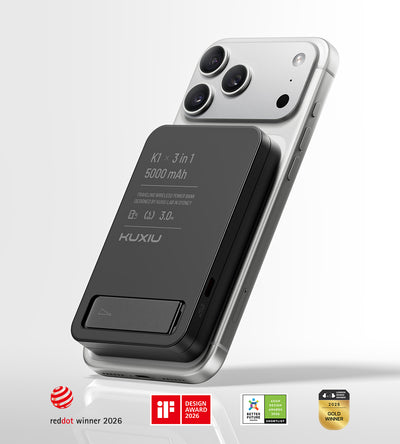 KUXIU K1 Batterie Externe MagSafe 3 en 1 à Charge Rapide 15W - Noir