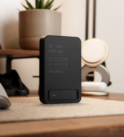 KUXIU K2 Qi2 15W Fast Charging 3-in-1 MagSafe Power Bank - Black
