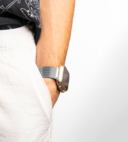 KUXIU Přírodní nerezová ocelová magnetická páska na Apple Watch