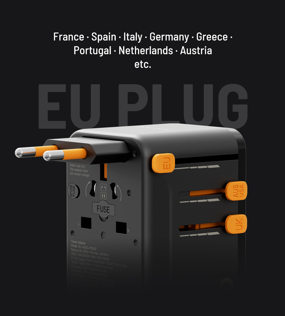 KUXIU 100W Universal Travel Adapter with Smart Display