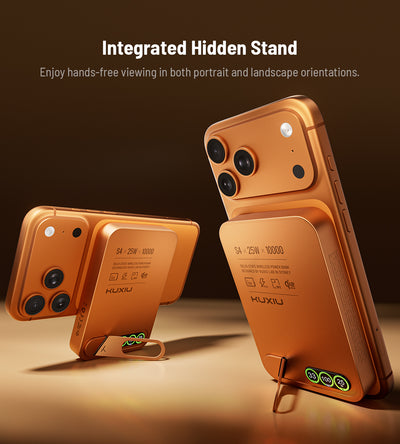 KUXIU S4 Qi2.2 25W 10000mAh 鋁合金半固態安全無線行動電源 — 宇宙橙