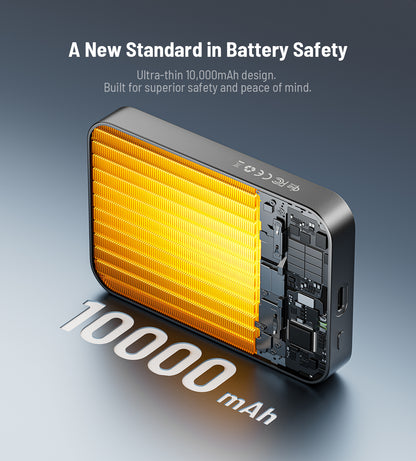 KUXIU S4 Qi2.2 25W 10000mAh アルミ合金製 セミソリッド安全ワイヤレスモバイルバッテリー — ブラック