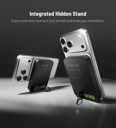 KUXIU S4 Qi2.2 25W Power Bank Wireless Sicuro Semi-Solido in Lega di Alluminio da 10000mAh — Nero