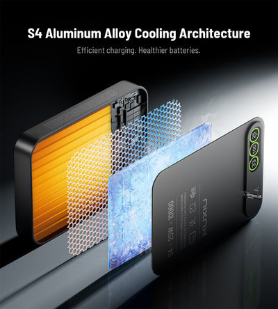 KUXIU S4 Qi2.2 25W Power Bank Wireless Sicuro Semi-Solido in Lega di Alluminio da 10000mAh — Nero