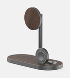 KUXIU X23 Pro 3-In-1 Magnetic Wireless Charger & Stand Kit - Wood Grain