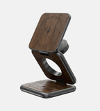 KUXIU X40 3-in-1 Foldable Magnetic Wireless Charging Station - Wood Grain