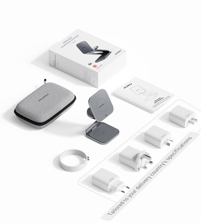 KUXIU X40 Turbo Qi2.2 Certified 25W 3-in-1 MagSafe Foldable Wireless Charging Stand - Gray