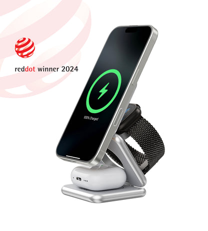 KUXIU X40 3-in-1 MagSafe Faltbarer Ladeständer - Silber