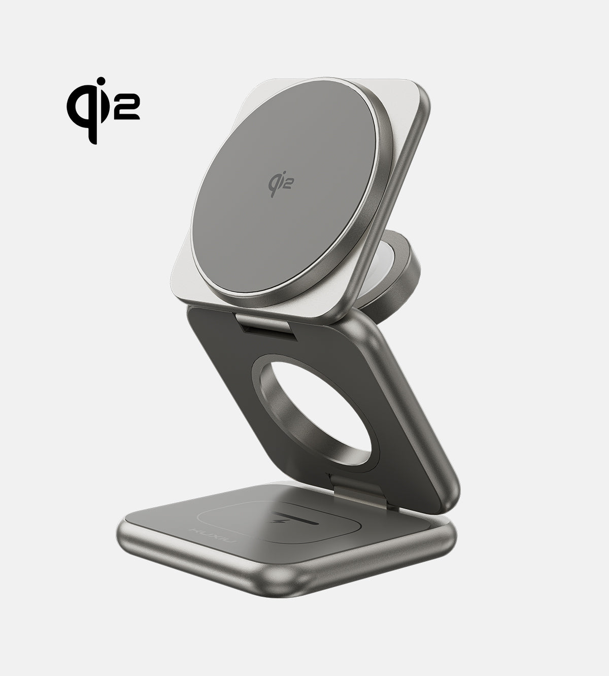 KUXIU X40Q QI2 15W 3-In-1 Foldable Magnetic Wireless Charging Station - Titanium Gold