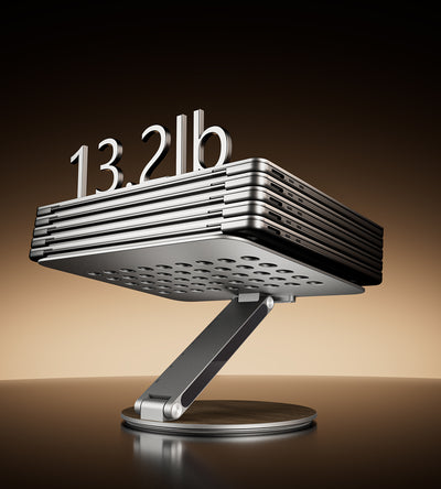 KUXIU X53 Ergonomic Laptop Stand with Built-in 8-in-1 Hub - Wood Grain