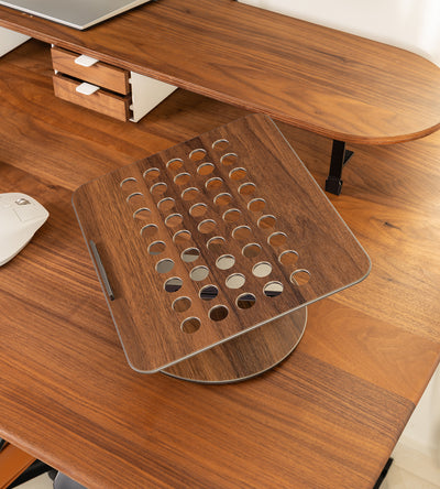 KUXIU X53 Ergonomic Laptop Stand with Built-in 8-in-1 Hub - Wood Grain