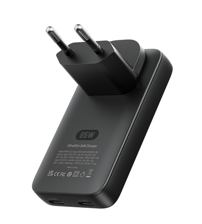 KUXIU 65W UltraSlim GaN Adapter – US Plug + EU & UK Plug Adapter Set