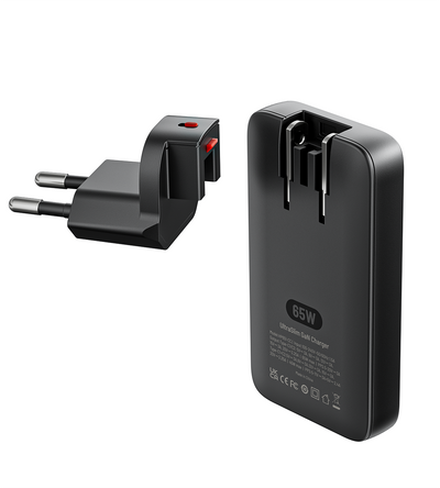 KUXIU 65W UltraSlim GaN Adapter – US Plug + EU & UK Plug Adapter Set