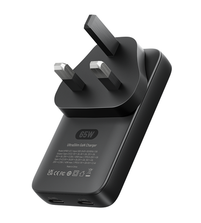 KUXIU 65W UltraSlim GaN Adapter – US Plug + EU & UK Plug Adapter Set