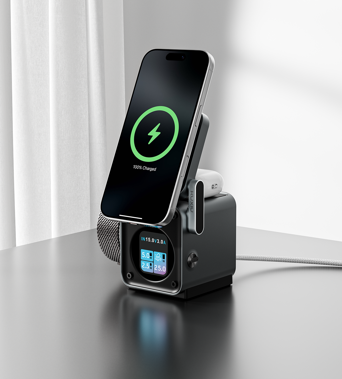 KUXIU D5 Qi2.2 25W 5-in-1 Wireless Charging Station