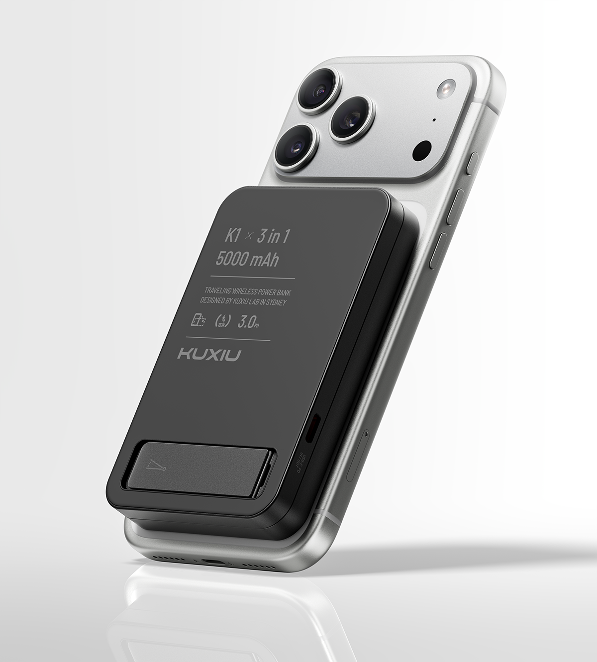 KUXIU K1 15W Fast Charging 3-in-1 MagSafe Wireless Power Bank - Black