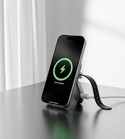 KUXIU K4 Air Qi2.3 Certified 25W 3-in-1 MagSafe Foldable Wireless Charging Stand - Gray
