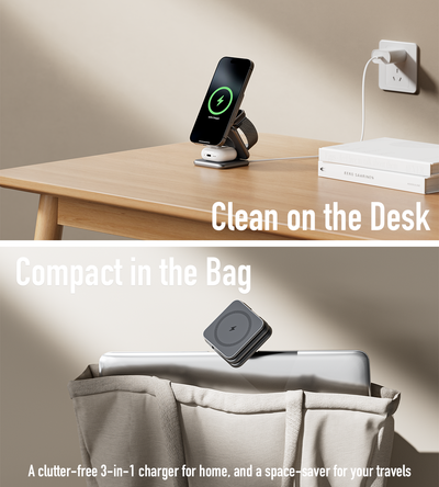 KUXIU X40 3-in-1 MagSafe Foldable Charging Stand - Gray