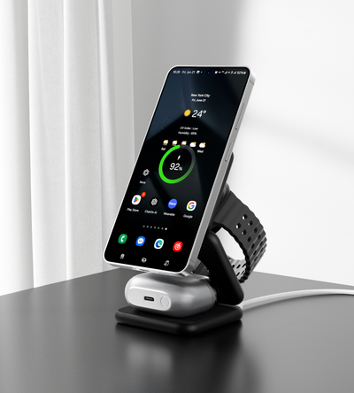 KUXIU X40Q Qi2.2 3-In-1 Foldable Magnetic Wireless Charging Station for Samsung - Black