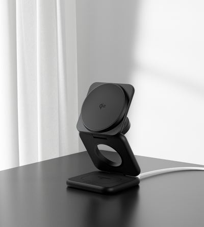 KUXIU X40Q Qi2.2 3-In-1 Foldable Magnetic Wireless Charging Station for Samsung - Black