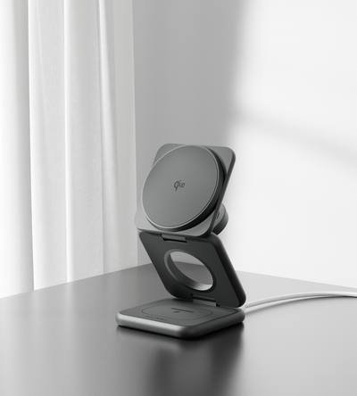 KUXIU X40Q Qi2.2 3-In-1 Foldable Magnetic Wireless Charging Station for Samsung - Gray