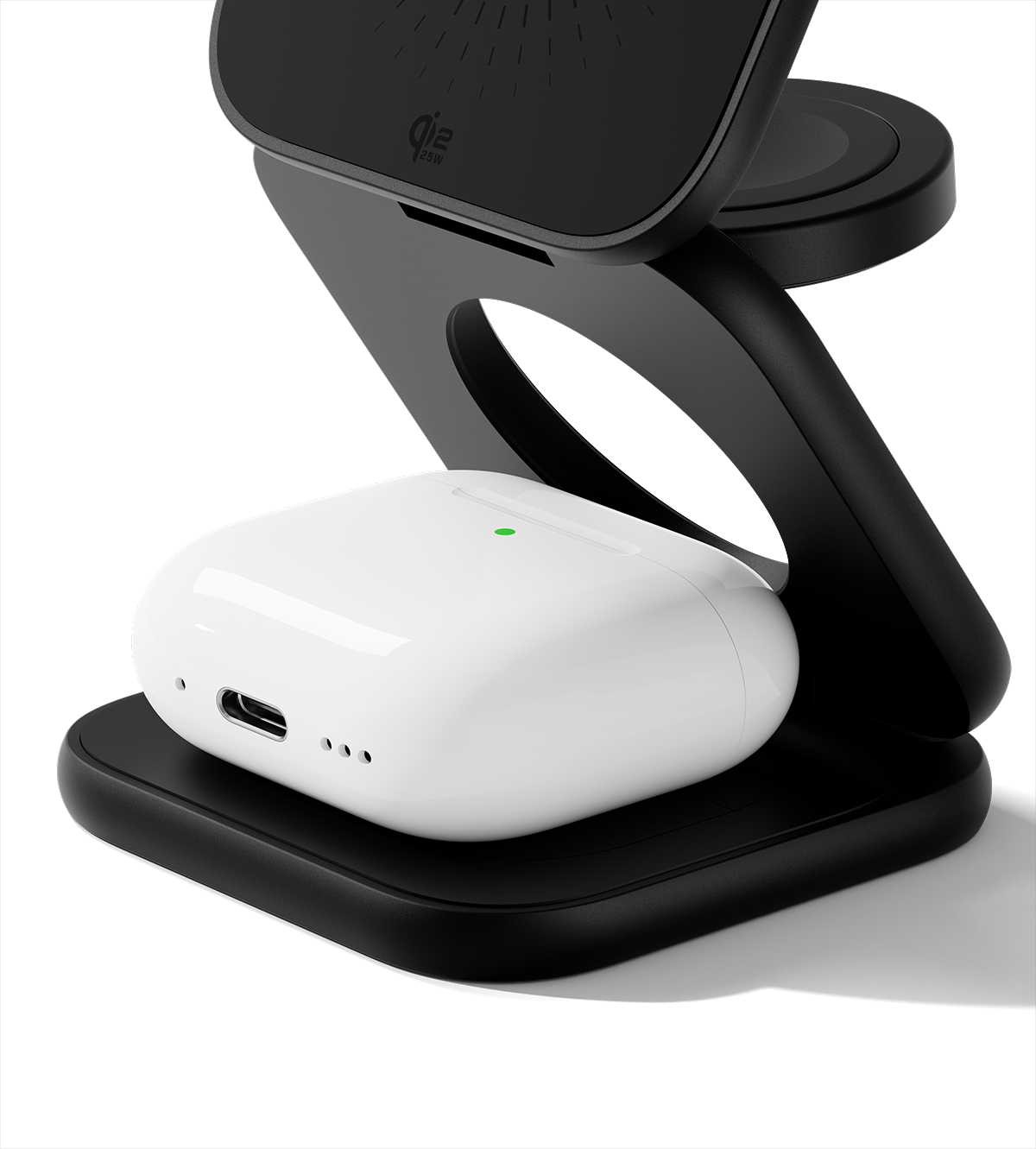 KUXIU Penyangga Pengecas Tanpa Wayar Lipat 3-dalam-1 MagSafe Bersertifikat Qi2.2 Turbo X40 25W - Hitam