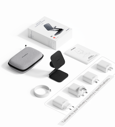 KUXIU Penyangga Pengecas Tanpa Wayar Lipat 3-dalam-1 MagSafe Bersertifikat Qi2.2 Turbo X40 25W - Hitam