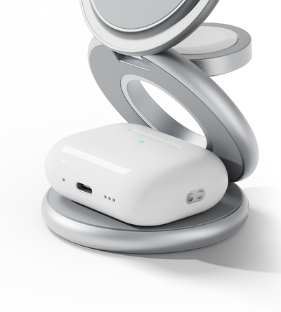 KUXIU X63 3-In-1 MagSafe Foldable Magnetic Wireless Charging Station - Silver