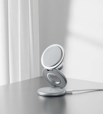 KUXIU X63 3-In-1 MagSafe Foldable Magnetic Wireless Charging Station - Silver