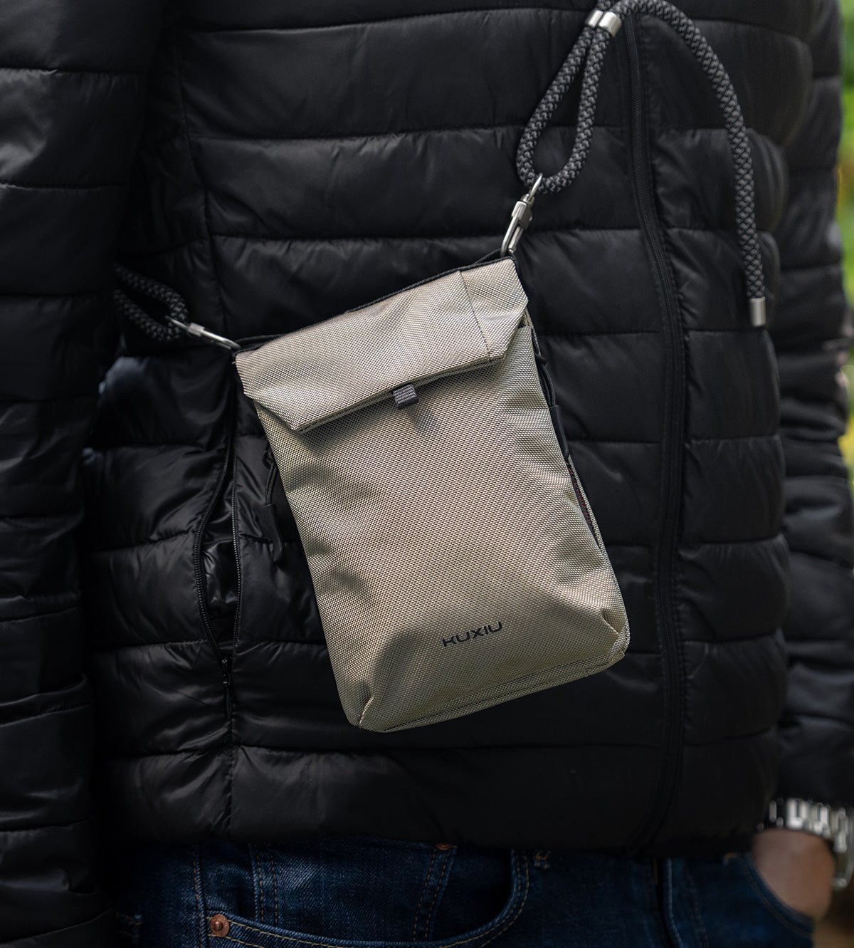 KUXIU Smart Shield Bag – RFID Blocking, Waterproof & Anti-Cut - Khaki