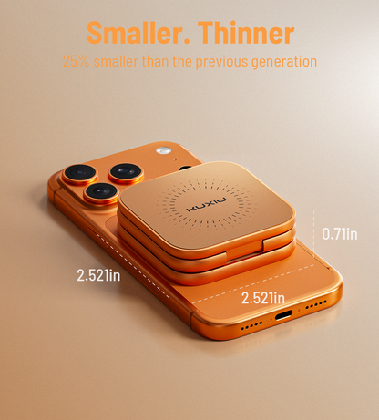 KUXIU X40 Turbo Soporte de Carga Inalámbrica Plegable 3 en 1 MagSafe 25W Certificado Qi2.2 – Naranja Cósmico