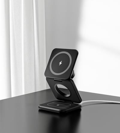 KUXIU X40 3-in-1 MagSafe Foldable Charging Stand - Black
