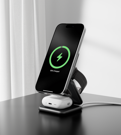 KUXIU X40 3-in-1 MagSafe Foldable Charging Stand - Black