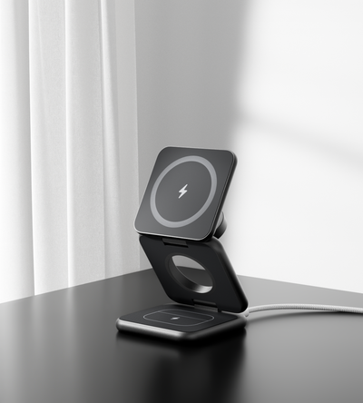 KUXIU X40 3-in-1 MagSafe Foldable Charging Stand - Black